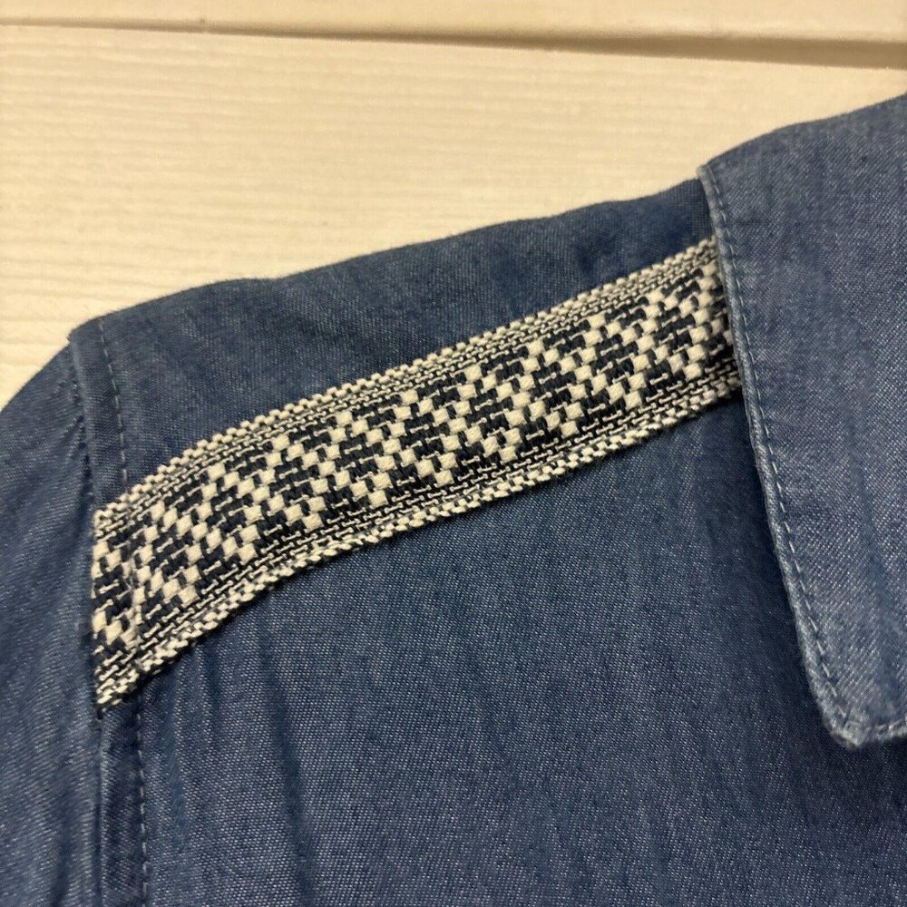 New Directions Dress Womens L Blue 100% Cotton Long Sleeve Button Up Casual - Picture 3 of 9